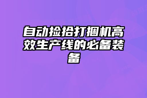 自動撿拾打捆機高效生產(chǎn)線的必備裝備